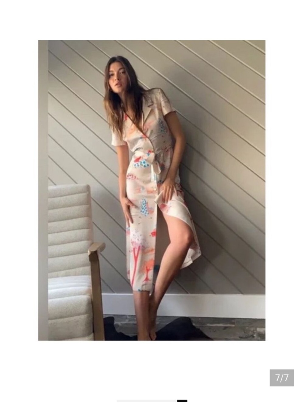 Aritzia Wilfred Shirtdress in the "Champagne Cornflower” print. Size LARGE